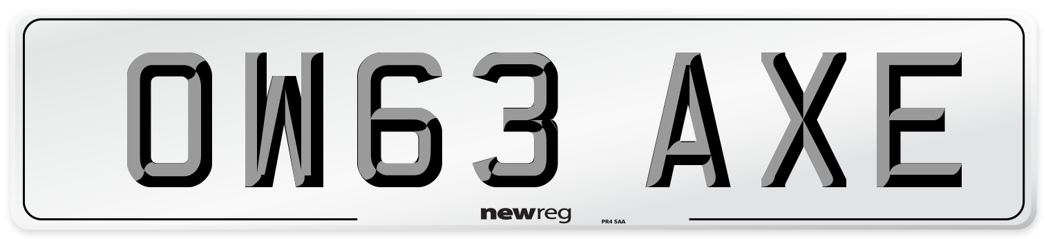 OW63 AXE Number Plate from New Reg